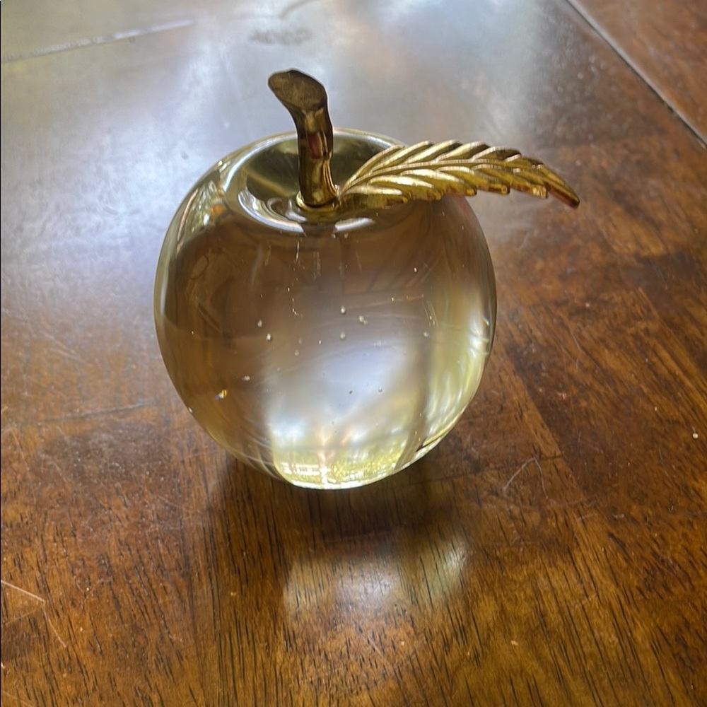 Glass Apple Paperweight with Gold Leaf